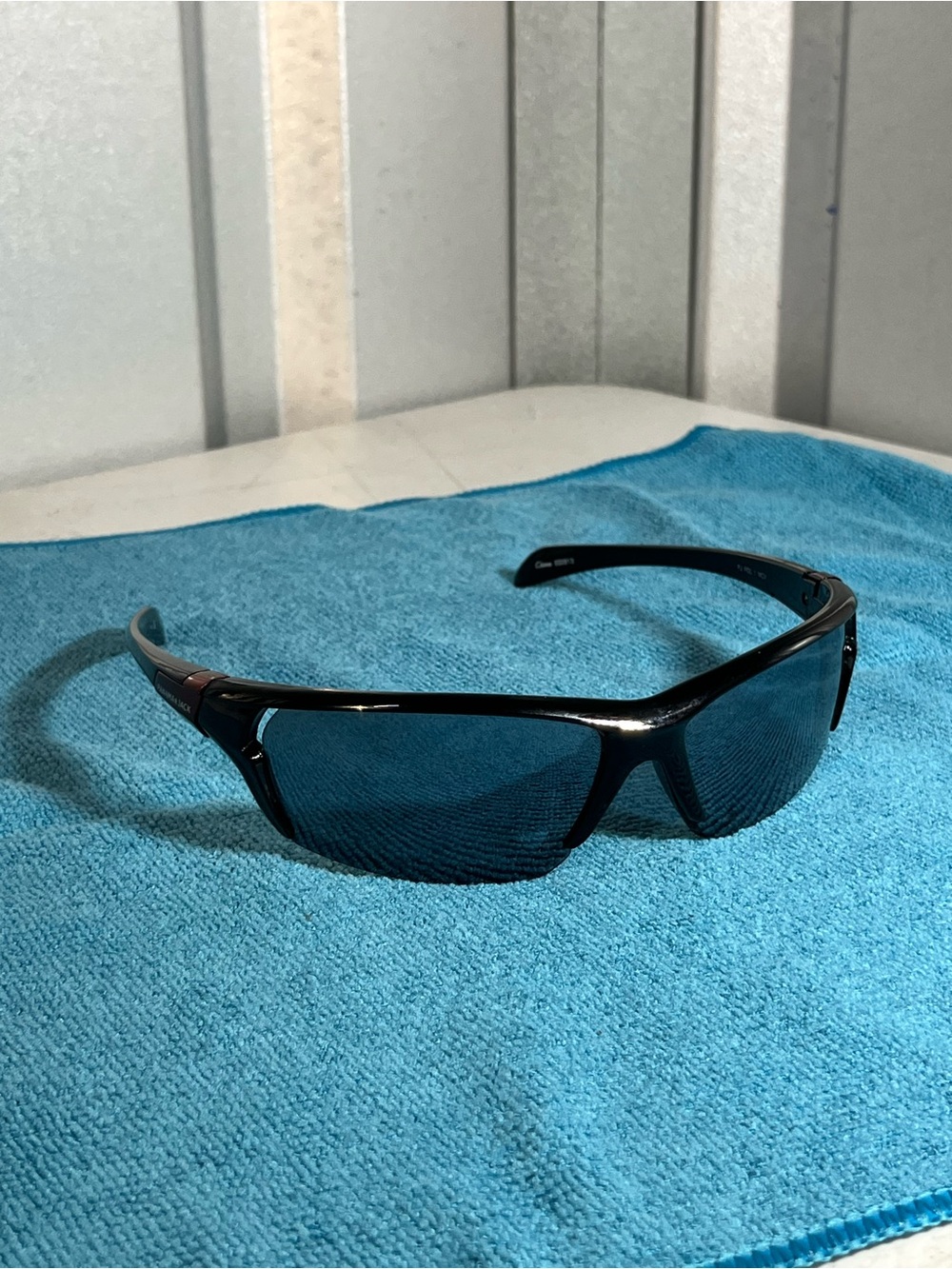 Panama Jack Polarized Sport Wrap Sunglasses Black Blue Shield Lens